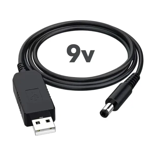 MR3_253617 Кабель usb-dc живлення для роутера від powerbank 9v, з перетворювачем, чорний 