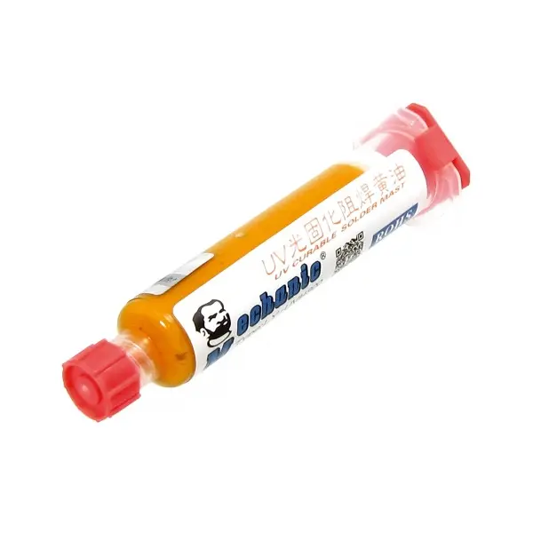 MR3_105475 Лак ізоляційний mechanic ly-uvh900, жовтий, у шприці, 10ml (lw uv curing solder proof printing ink) 