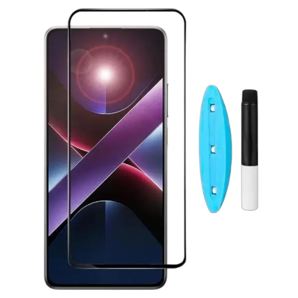 MR3_194507 Скло poco x7 (0.25mm, 3d, прозорий) в комплекті з uv клеєм і лампою 