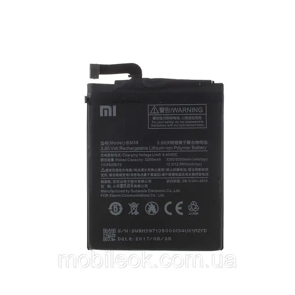 MR3_102695 Акумулятор xiaomi mi 6 (bm39), (aaaa), (без logo) 