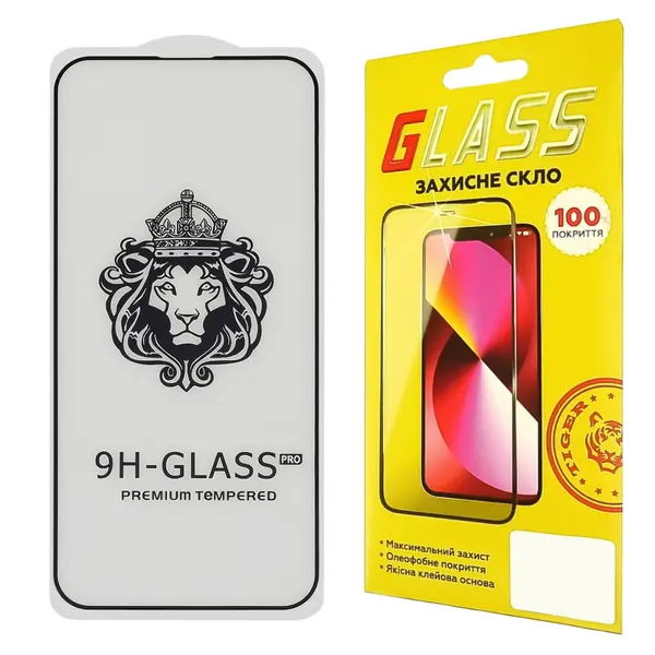 MR3_240270 Скло iphone 15 pro max 7.22 full glue lion (0.3mm, 2.5d) чорний 