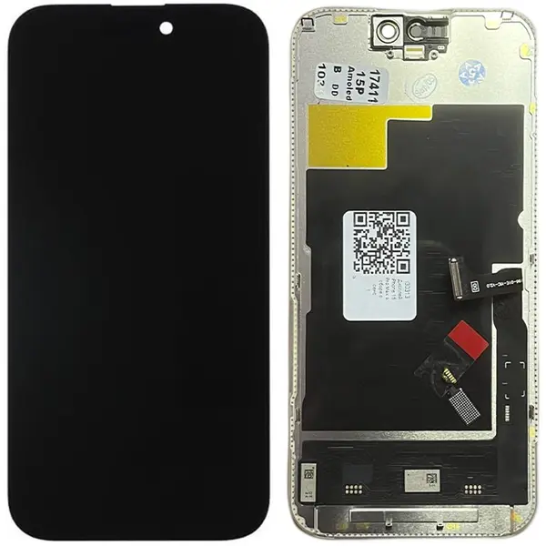 MR3_240916 Дисплей iphone 15 pro, з сенсором, та рамкою black (dd soft oled) без помилки 
