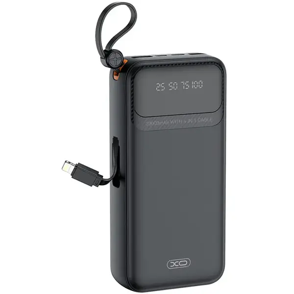 MR3_320653 Зовнішній акумулятор (power bank) xo pr279 20000mah 2usb, кабели type-c, lightning, usb, micro-usb black 