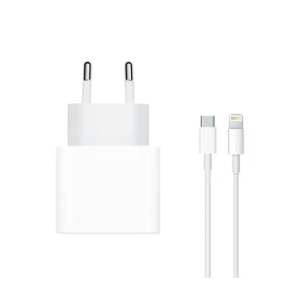 MR3_106835 Мережевий зарядний пристрій apple 20w type-c, кабель pd type-c to lightning, білий PRC