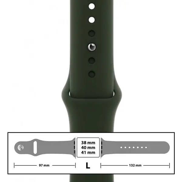 MR3_116126 Ремінець силіконовий для apple watch 38, 40, 41mm розмір l (54) forest green 