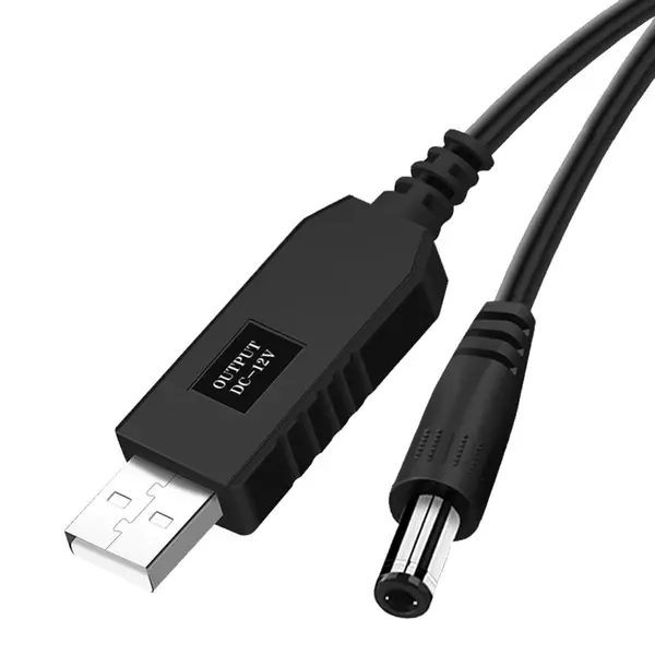 MR3_117868 Кабель usb-dc живлення для роутера від powerbank 12v, з перетворювачем, чорний 