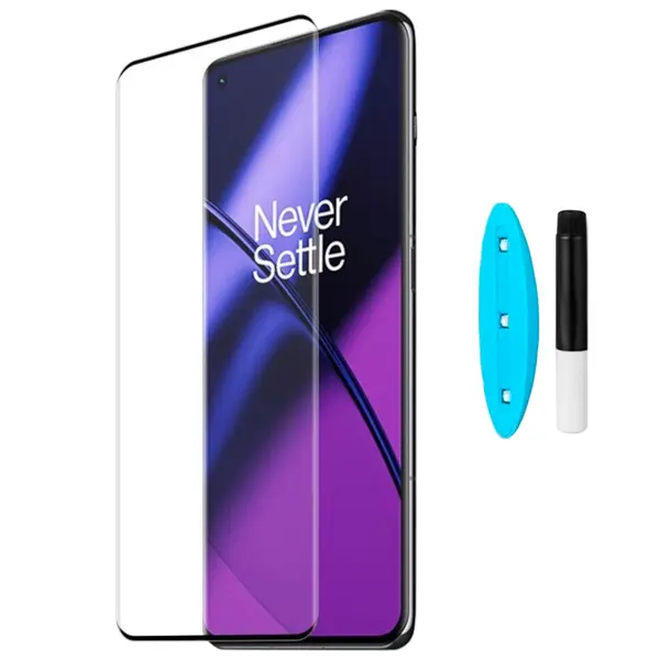 MR3_194494 Скло oneplus 11 (0.25mm, 3d, прозорий) в комплекті з uv клеєм і лампою 