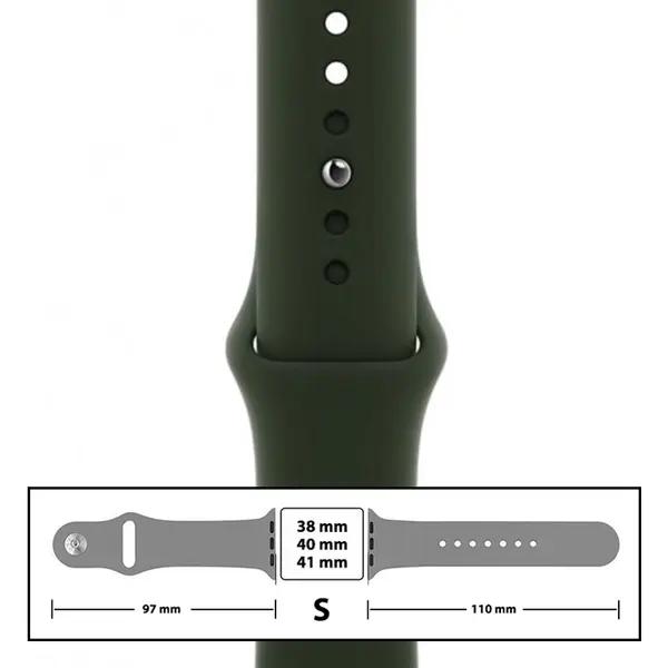 MR3_116127 Ремінець силіконовий для apple watch 38, 40, 41mm розмір s (54) forest зелений PRC
