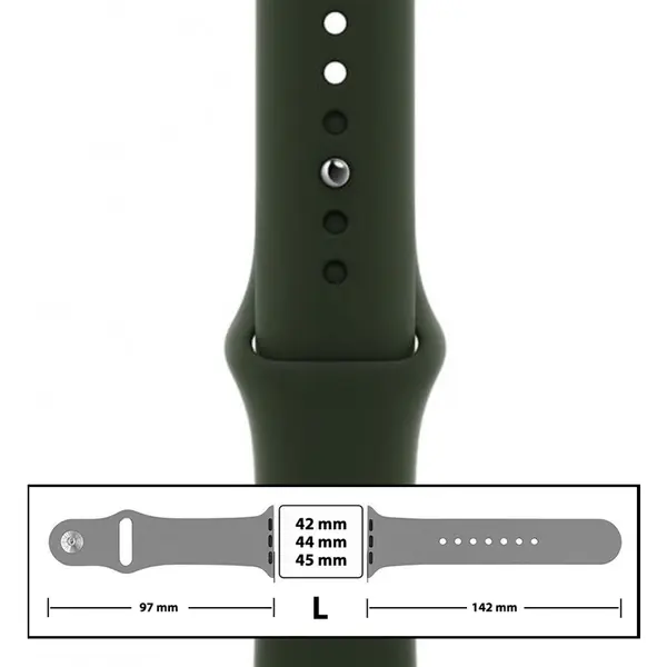 MR3_116128 Ремінець силіконовий для apple watch 42, 44, 45, 49mm розмір l (54) forest green 