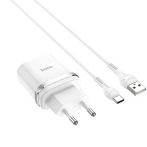 MR3_115581 Мережевий зарядний пристрій hoco c12q smart qc3.0 3a 18w 1usb, кабель type-c білий 