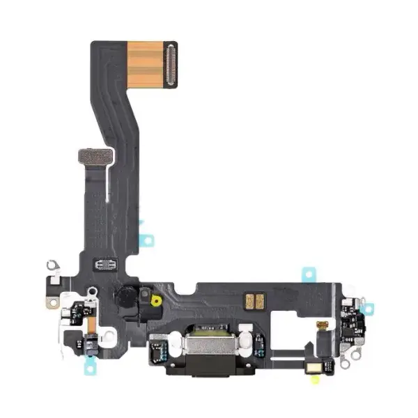 MR3_117599 Шлейф iphone 12, iphone 12 pro з роз'ємом зарядки та мікрофоном black оригінал (prc) 