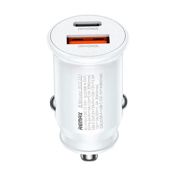 MR3_118064 Авто зарядний пристрій remax rcc-231 chanyo series 30w 1usb qc +1type-c pd silver 