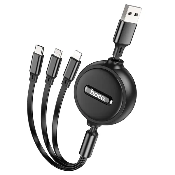 MR3_118262 Кабель combo hoco x75 3in1 (lightning, micro-usb, type-c), 2a 1m black 