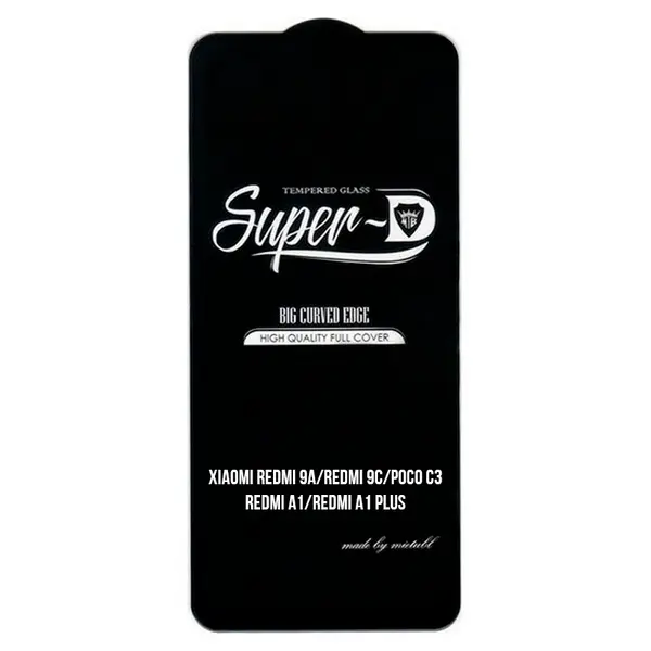 MR3_123813 Скло redmi 9a, redmi 9c, poco c3, redmi a1, redmi a1 plus (mietubl super-d, black) без упаковки 