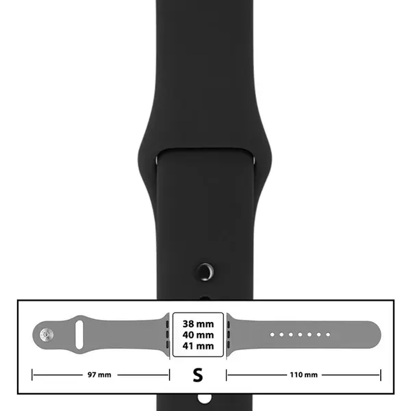 MR3_116103 Ремінець силіконовий для apple watch 38, 40, 41mm розмір s (18) black 