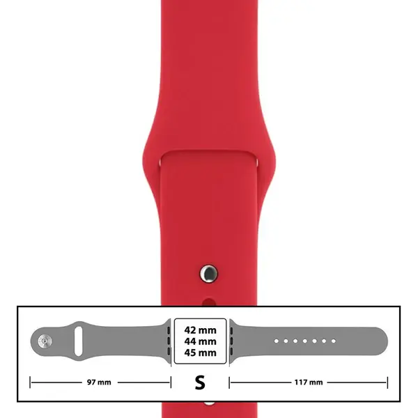 MR3_116117 Ремінець силіконовий для apple watch 42, 44, 45, 49mm розмір s (14) red 