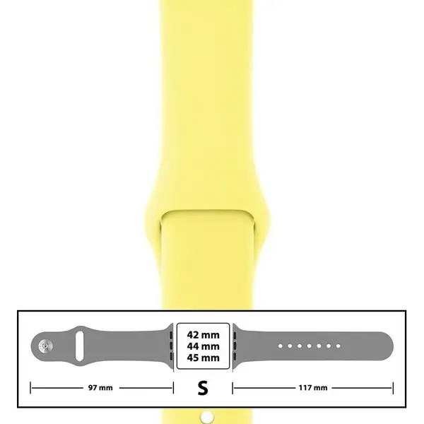 MR3_116125 Ремінець силіконовий для apple watch 42, 44, 45, 49mm розмір s (40) lemonade 