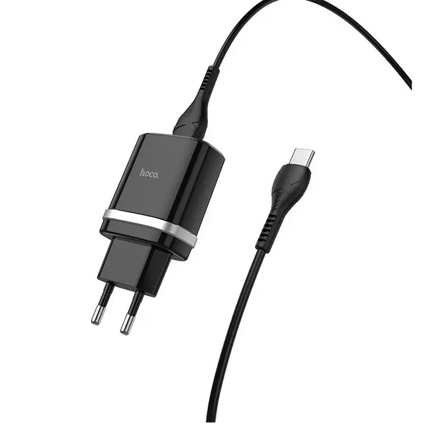 MR3_116422 Мережевий зарядний пристрій hoco c12q smart qc3.0 3a 18w 1usb, кабель type-c black 