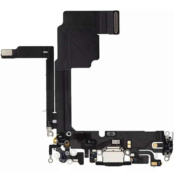 MR3_121622 Шлейф iphone 15 pro max з роз'ємом зарядки, аудіо та мікрофоном black, знятий оригінал 