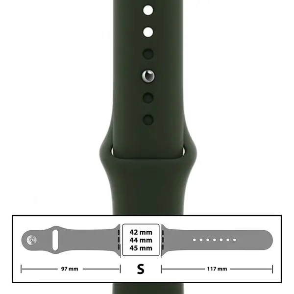 MR3_116129 Ремінець силіконовий для apple watch 42, 44, 45, 49mm розмір s (54) forest green 