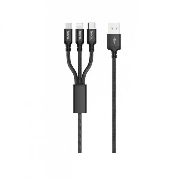 MR3_117547 Кабель combo hoco x14 times speed 3in1 (lightning, micro-usb, type-c), 1m black 