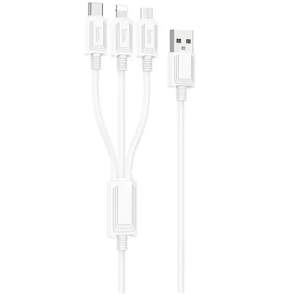 MR3_118260 Кабель combo hoco x74 3in1 (lightning, micro-usb, type-c), 2a 1m білий HOCO