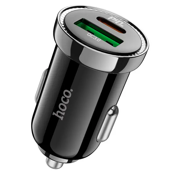 MR3_118331 Авто зарядний пристрій hoco z44 leading 1usb 3a qc3.0, pd 1type-c 20w black 