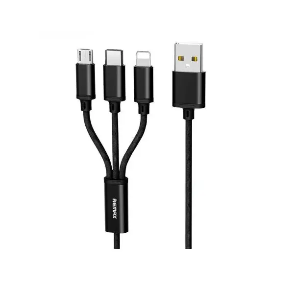 MR3_118484 Кабель combo remax rc-131th gition series 2.4a (lightning, micro-usb, type-c), 1m black 