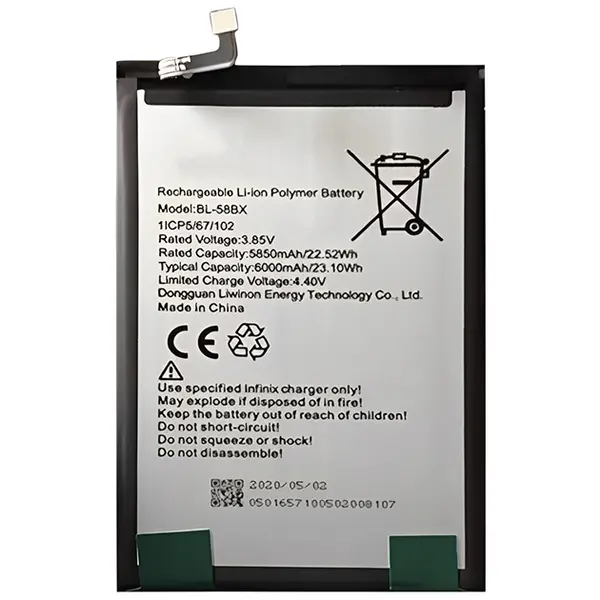MR3_120795 Акумулятор infinix hot 10 play, hot 12 play, hot 30, smart 6 (bl-58bx), (aaaa), (без logo) 