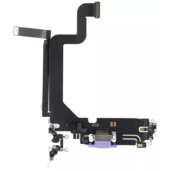 MR3_120843 Шлейф iphone 14 pro max з роз'ємом зарядки, аудіо та мікрофоном deep пурпуровий, знятий оригінал 