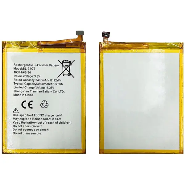 MR3_121287 Акумулятор tecno camon 11s (cb7), spark 3 pro (kb8), (bl-34ct), (aaaa), (без logo) 