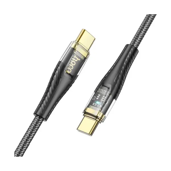 КАБЕЛЬ PD HOCO U121 GOLD STANDARD TRANSPARENT DISCOVERY EDITION 60W TYPЕ-С TO TYPE-C 1.2M, ЧОРНИЙ