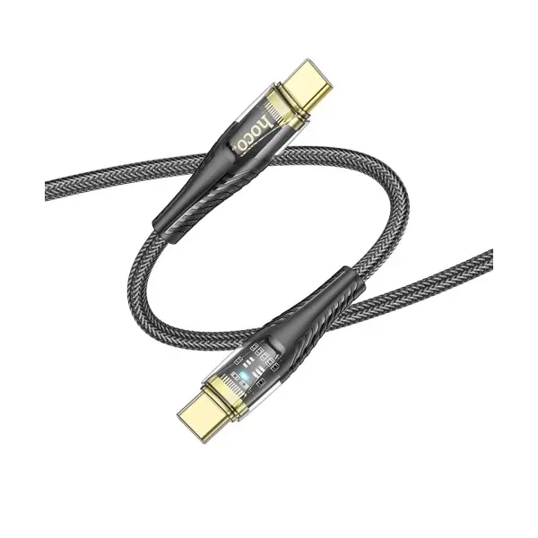 КАБЕЛЬ PD HOCO U121 GOLD STANDARD TRANSPARENT DISCOVERY EDITION 60W TYPЕ-С TO TYPE-C 1.2M, ЧОРНИЙ