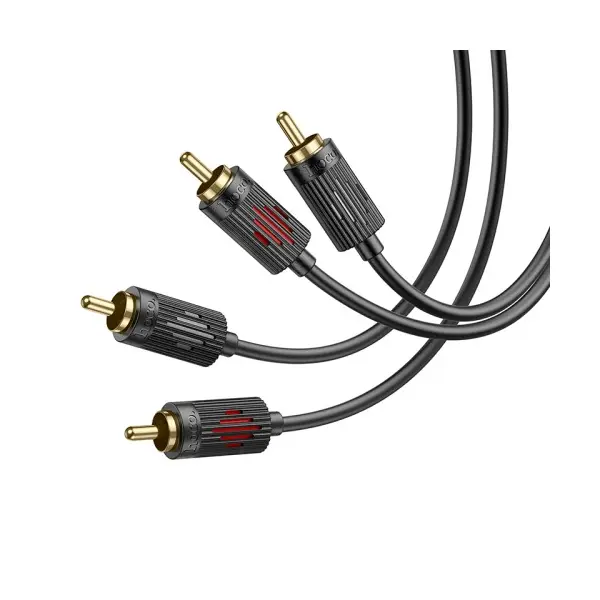 АДАПТЕР АУДІО HOCO UPA29 DUAL RCA ЧЕРВОНИЙ AND, БІЛИЙ DOUBLE LOTUS AUDIO CABLE 1.5M, ЧОРНИЙ