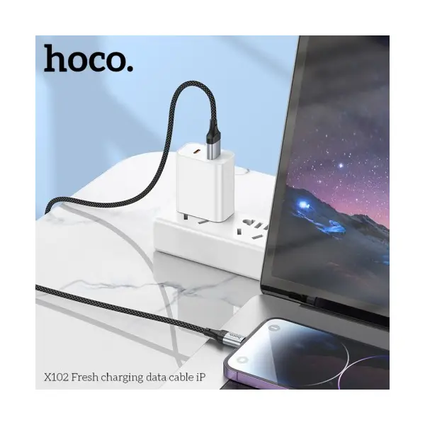 КАБЕЛЬ HOCO X102 FRESH CHARGING DATA CABLE LIGHTNING 1M, ЧОРНИЙ