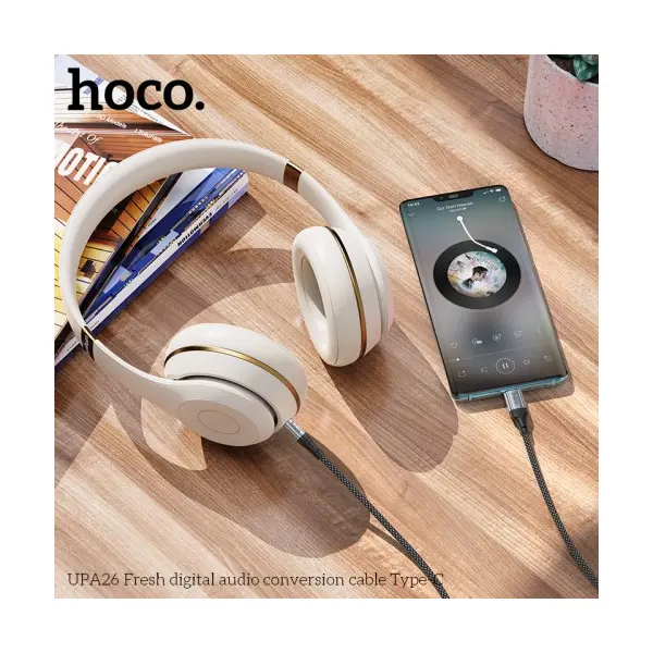 АДАПТЕР АУДІО HOCO UPA26 FRESH DIGITAL AUDIO CONVERSION CABLE TYPE-C 1M, ЧОРНИЙ