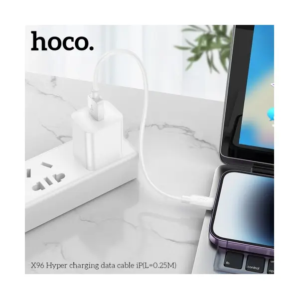 КАБЕЛЬ HOCO X96 HYPER CHARGING DATA CABLE LIGHTNING (L=0.25M), БІЛИЙ