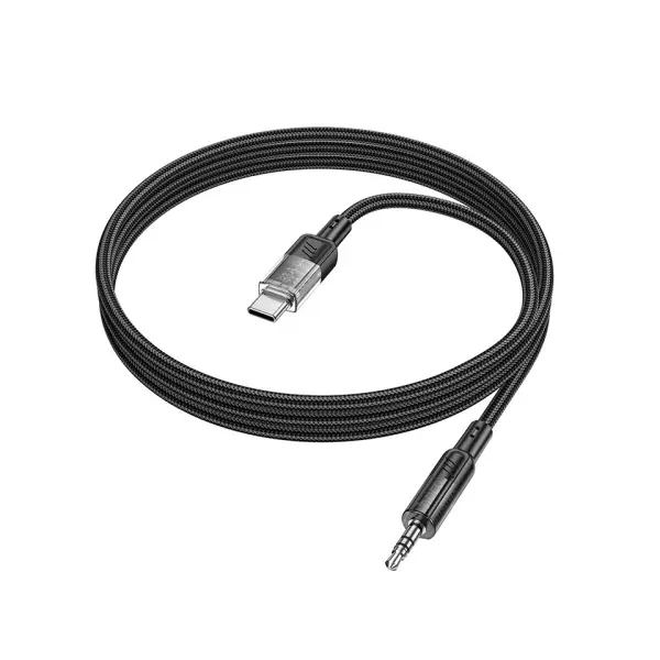 MR4_1500 Адаптер аудіо hoco upa27 spirit transparent digital audio conversion cable type-c 1.2m, чорний 