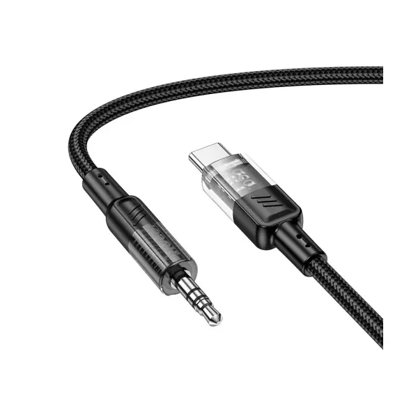 АДАПТЕР АУДІО HOCO UPA27 SPIRIT TRANSPARENT DIGITAL AUDIO CONVERSION CABLE TYPE-C 1.2M, ЧОРНИЙ