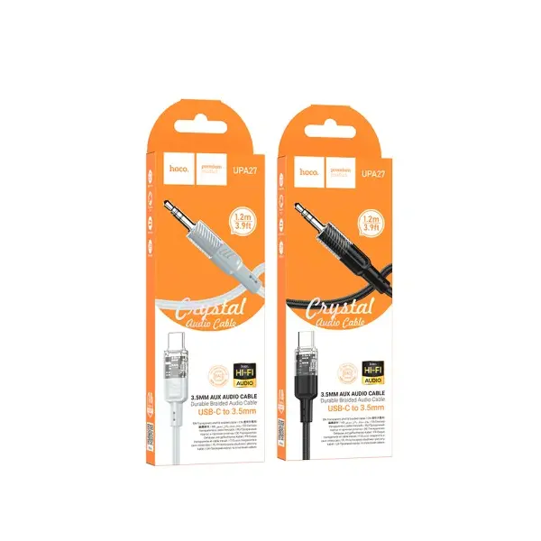 АДАПТЕР АУДІО HOCO UPA27 SPIRIT TRANSPARENT DIGITAL AUDIO CONVERSION CABLE TYPE-C 1.2M, ЧОРНИЙ