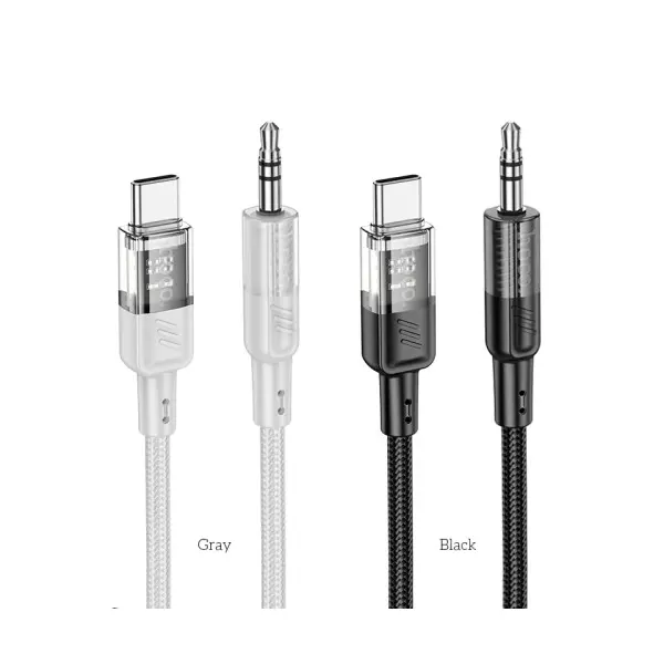 АДАПТЕР АУДІО HOCO UPA27 SPIRIT TRANSPARENT DIGITAL AUDIO CONVERSION CABLE TYPE-C 1.2M, ЧОРНИЙ