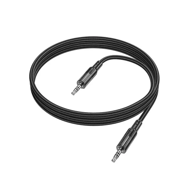 КАБЕЛЬ AUX AUDIO HOCO UPA27 SPIRIT TRANSPARENT AUX AUDIO CABLE 1.2M, ЧОРНИЙ