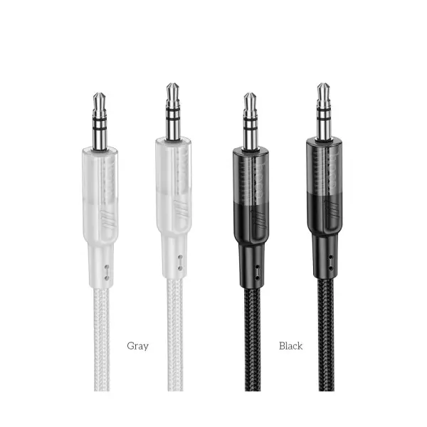 КАБЕЛЬ AUX AUDIO HOCO UPA27 SPIRIT TRANSPARENT AUX AUDIO CABLE 1.2M, ЧОРНИЙ