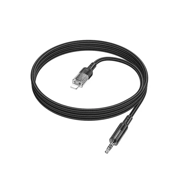 АДАПТЕР АУДІО HOCO UPA27 SPIRIT TRANSPARENT DIGITAL AUDIO CONVERSION CABLE LIGHTNING 1.2M, ЧОРНИЙ