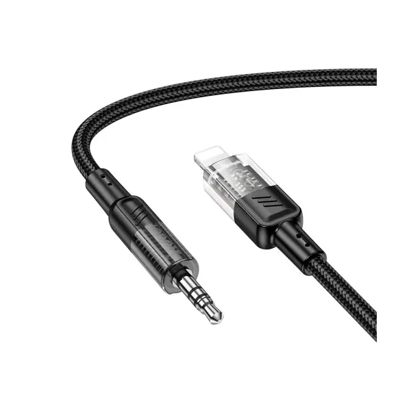 АДАПТЕР АУДІО HOCO UPA27 SPIRIT TRANSPARENT DIGITAL AUDIO CONVERSION CABLE LIGHTNING 1.2M, ЧОРНИЙ