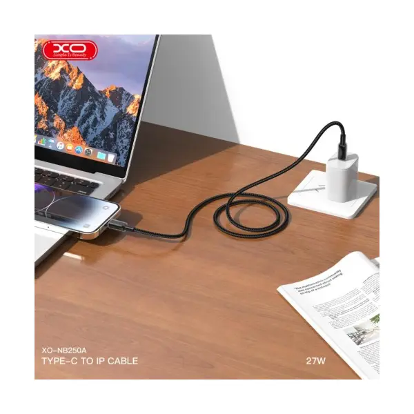 КАБЕЛЬ XO NB-Q250A PD 27W, 1M TYPE-C TO LIGHTNING FAST CHARGING, ЧОРНИЙ