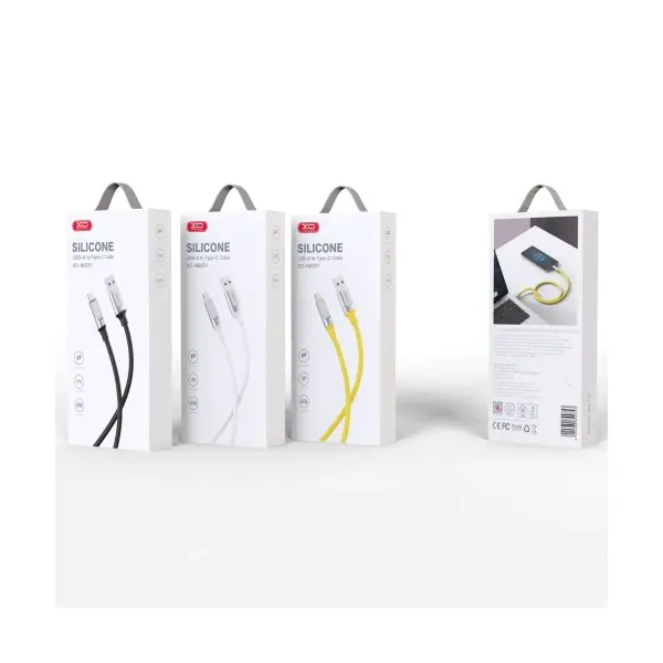 КАБЕЛЬ XO NB251 LIQUID SILICONE RUBBER ДЛЯ TYPE-C 6A, 1M, ЧОРНИЙ