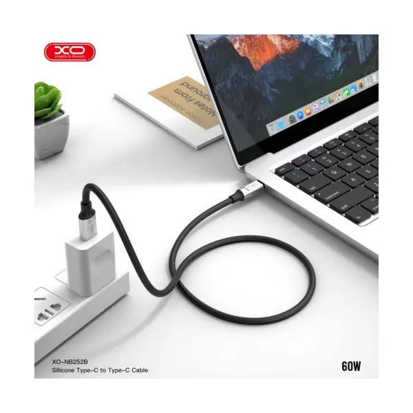 КАБЕЛЬ XO NB-Q252B PD 60W, 1M TYPE-C TO TYPE-C FAST CHARGING, ЧОРНИЙ