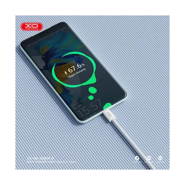КАБЕЛЬ XO NB-Q260A IPHONE 15 TYPE-C TO TYPE-C PD60W, 1M, БІЛИЙ