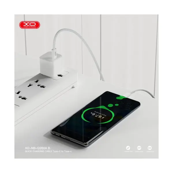 КАБЕЛЬ XO NB-Q260A IPHONE 15 TYPE-C TO TYPE-C PD60W, 1M, БІЛИЙ